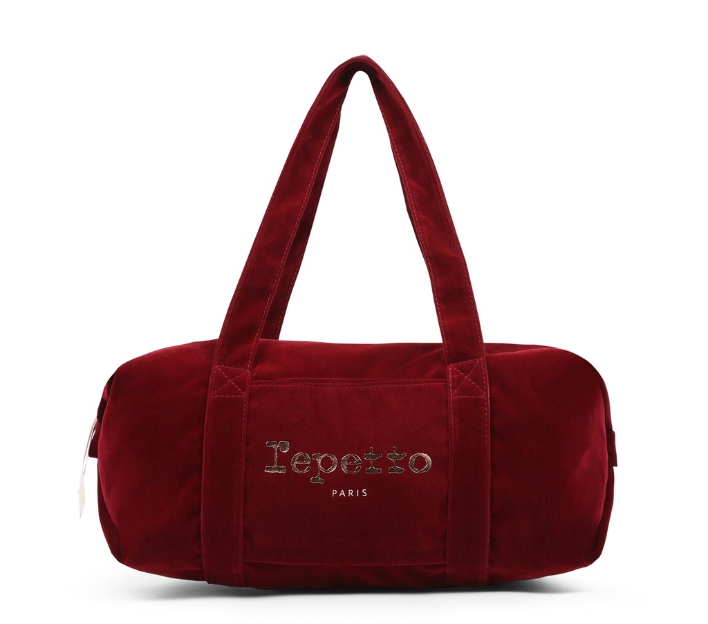 Repetto : Sac polochon velours bordeaux (existe en vert de gris)