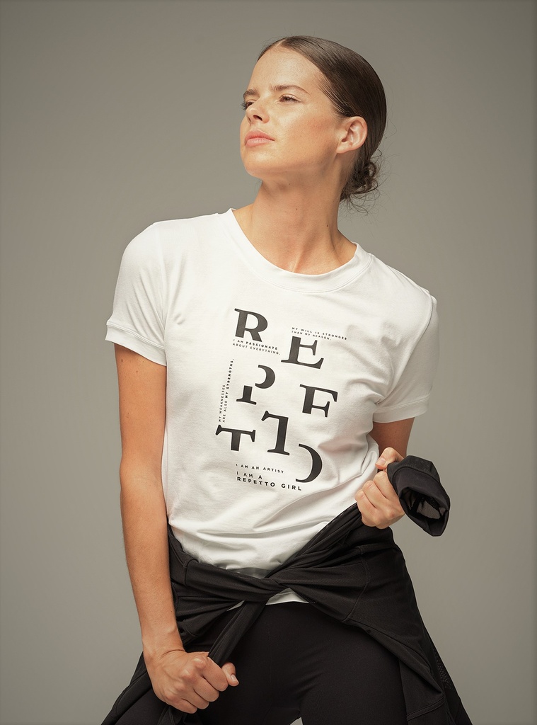 Repetto : T-shirt "I am a Repetto girl" noir fond blanc