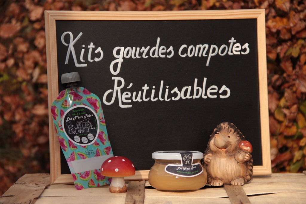 Pack gourde réutilisable + compote de pommes et poires