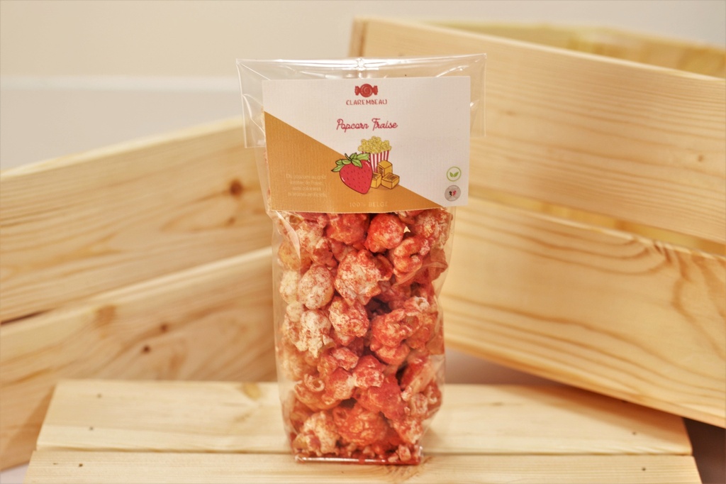 Popcorn caramélisé à la fraise (sachet de 70gr) - Clarembeau