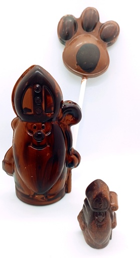 [FDC] Saint-Nicolas Surprise chocolat bicolore avec sucette spéculoos - La femme du chocolatier