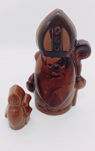 [FDC] Saint-Nicolas surprise chocolat bicolore et spéculoos 10cm - La femme du chocolatier